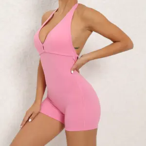 Yoga Pants Halter Neck Jumpsuit Beauty Back Shorts High Elastic One-piece Fitness For Womens Clothing